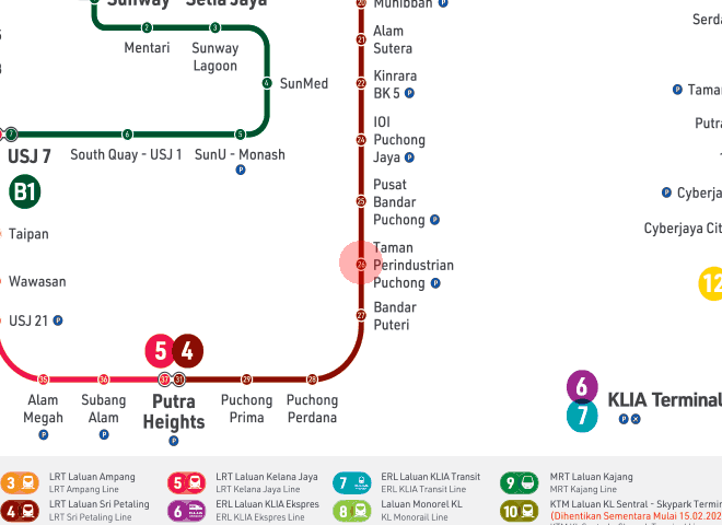 Taman Perindustrian Puchong station map