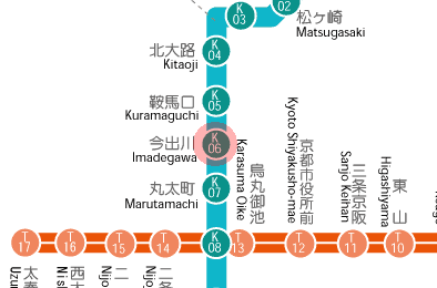 K06 Imadegawa station map