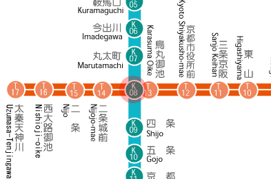 K08 Karasuma Oike station map