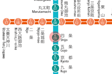 K09 Shijo station map
