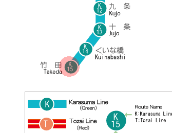 K15 Takeda station map
