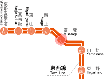 T08 Misasagi station map