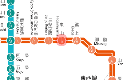 T10 Higashiyama station map