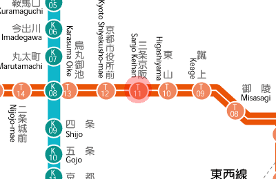 T11 Sanjo Keihan station map