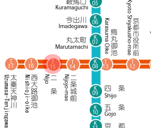 T15 Nijo station map