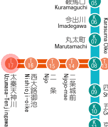 T17 Uzumasa Tenjingawa station map