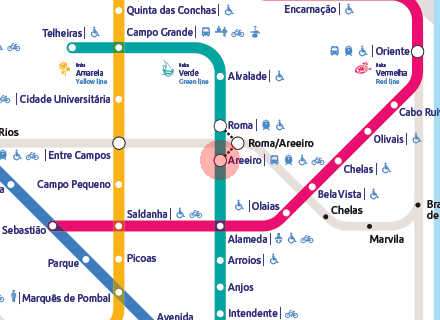 Areeiro station map