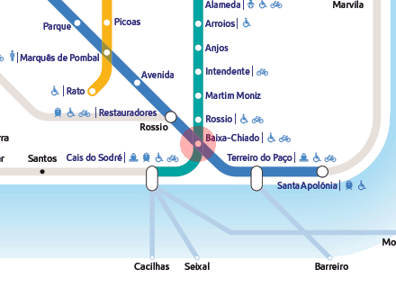 Baixa-Chiado station map