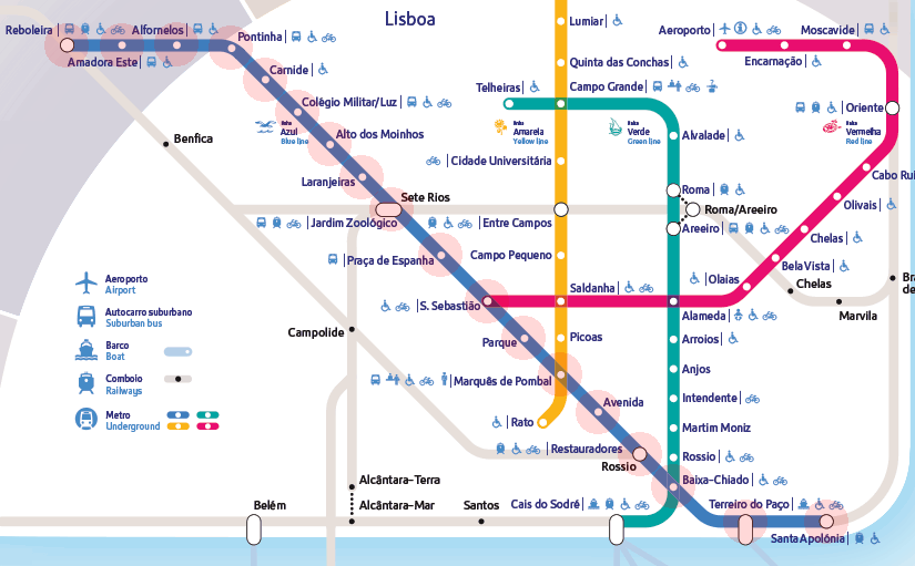 Lisbon Metro Blue Line map