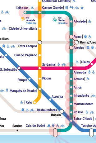 Lisbon Metro Green Line map