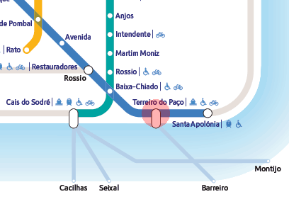 Terreiro do Paco station map