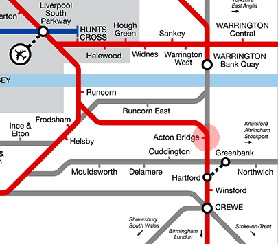 Acton Bridge station map