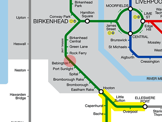 Bebington station map