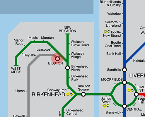 Bidston station map