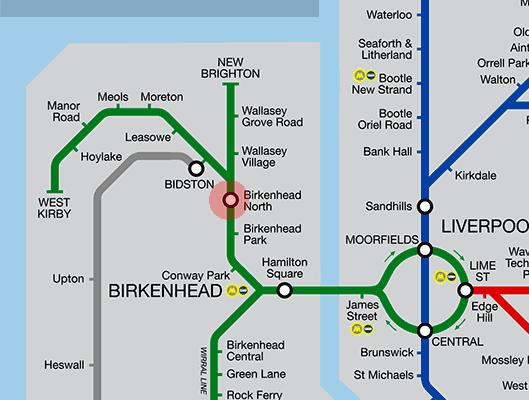 Birkenhead North station map