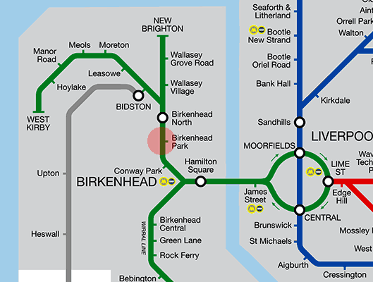 Birkenhead Park station map
