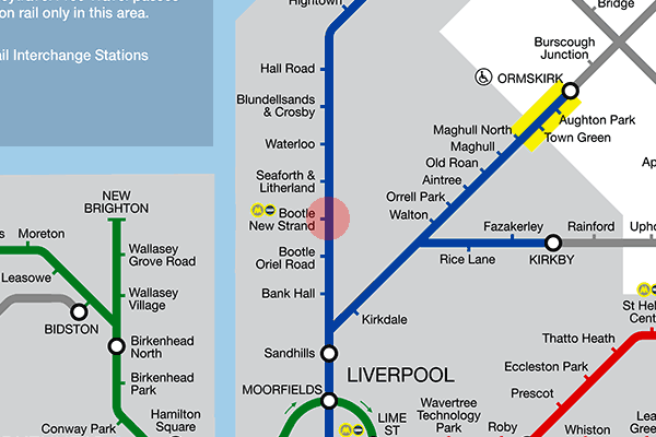 Bootle New Strand station map