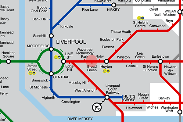 Broad Green station map