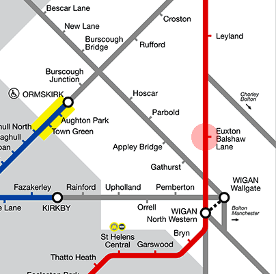 Euxton Balshaw Lane station map