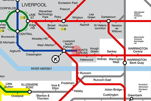 Hunts Cross station map