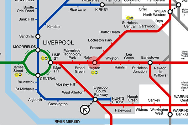Huyton station map
