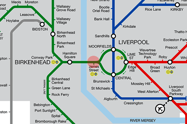 James Street station map
