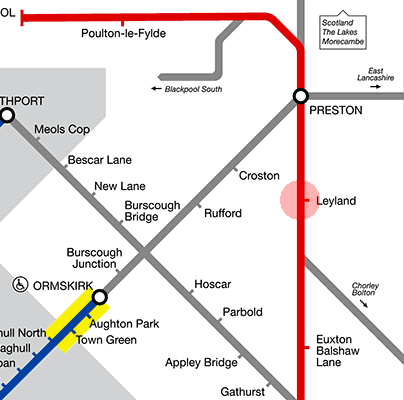 Leyland station map