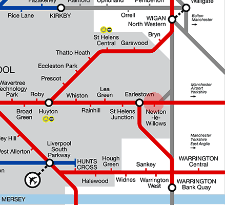 Newton-le-Willows station map