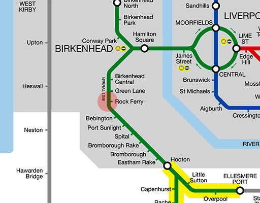 Rock Ferry station map