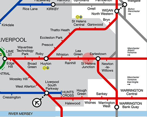 St Helens Junction station map