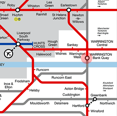 Warrington Bank Quay station map