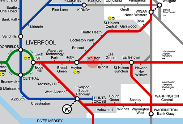 Whiston station map