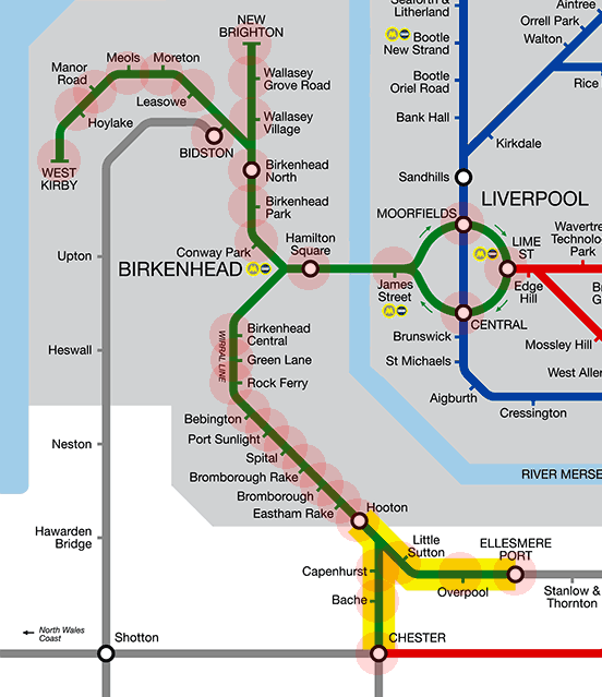 Liverpool Merseyrail Wirral Line map