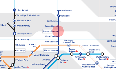 Bounds Green station map