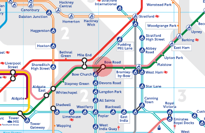 Bow Road station map