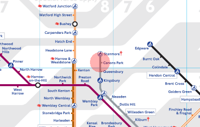 Canons Park station map