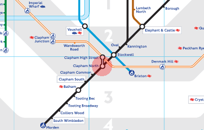 Clapham North station map