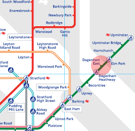 Dagenham East station map