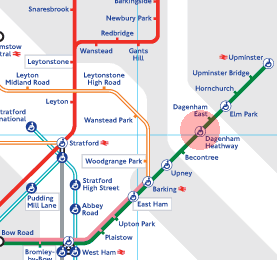 Dagenham Heathway station map
