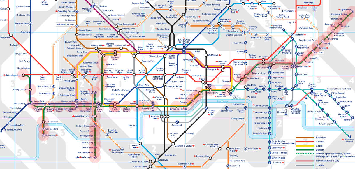 London Underground Tube District Line map