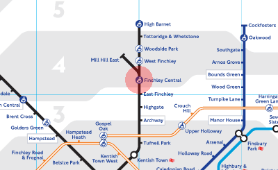 Finchley Central station map