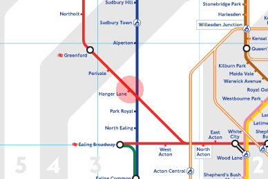 Hanger Lane station map