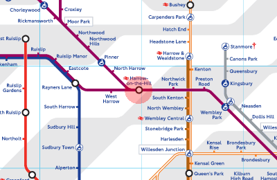 harrow hill map london station tube underground line