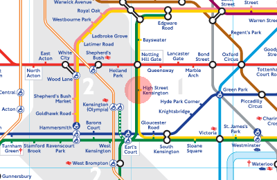 High Street Kensington station map