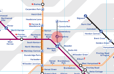 Kingsbury station map