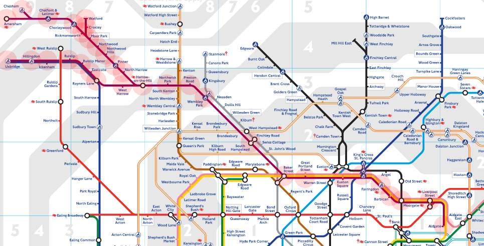 London Underground Tube Metropolitan Line map