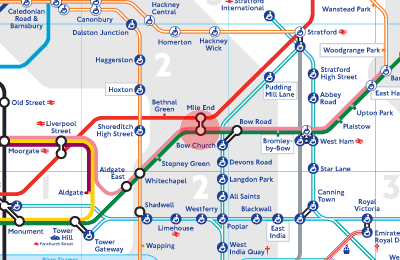 Mile End station map
