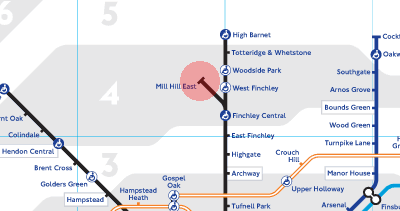 Mill Hill East station map