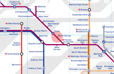 North Harrow station map