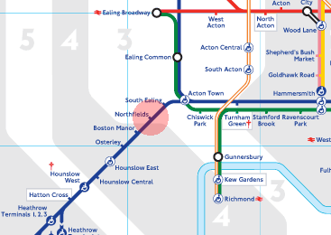 Northfields station map